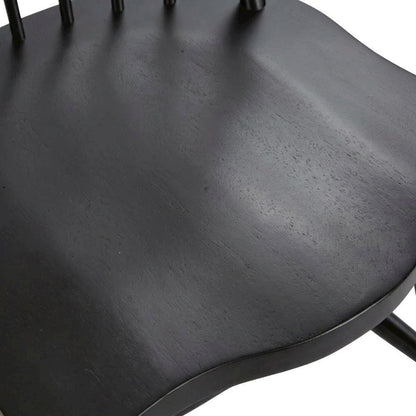 Rubberwood Windsor Back Solid Wood Dining Chair for Farmhouse Kitchen, Black