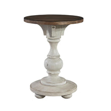 Morgan Creek Chair Side Table in Antique White w/ Wirebrushed Tobacco Accents