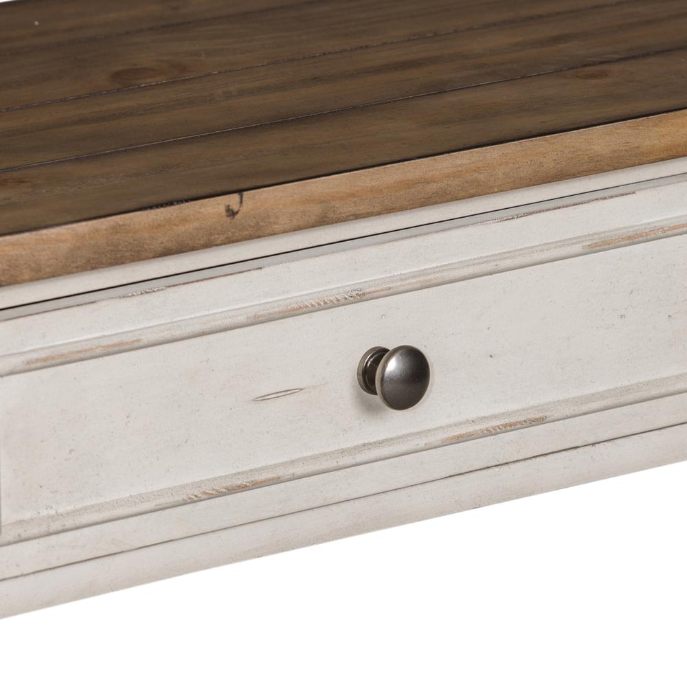 Morgan Creek Sofa Table in Antique White w/ Wirebrushed Tobacco Accents