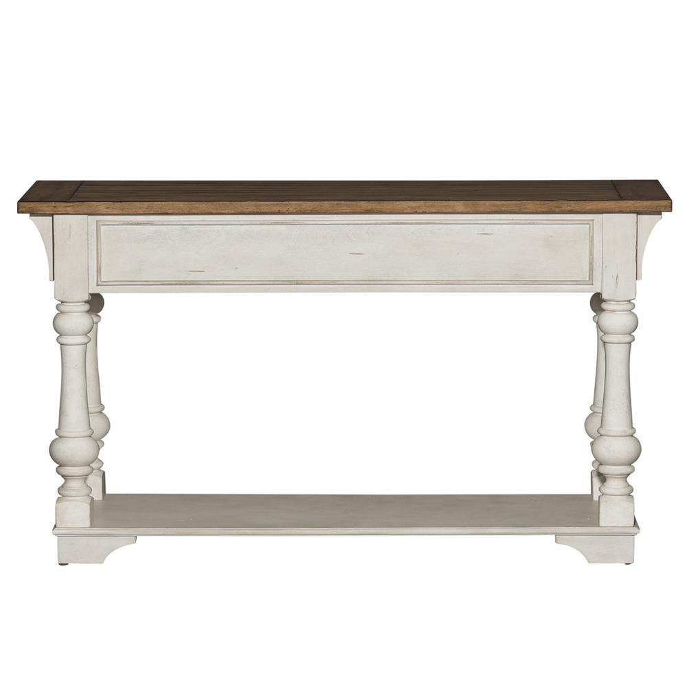 Morgan Creek Sofa Table in Antique White w/ Wirebrushed Tobacco Accents