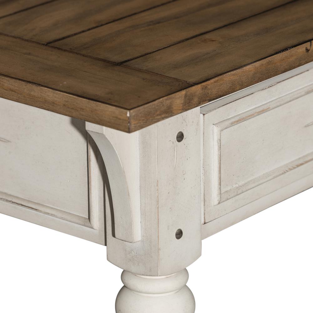 Morgan Creek Sofa Table in Antique White w/ Wirebrushed Tobacco Accents