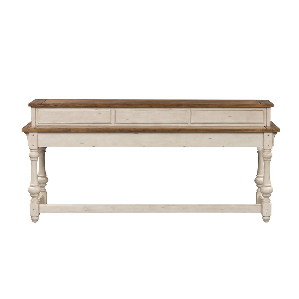 Morgan Creek Console Bar Table in Antique White w/ Wirebrushed Tobacco Accents