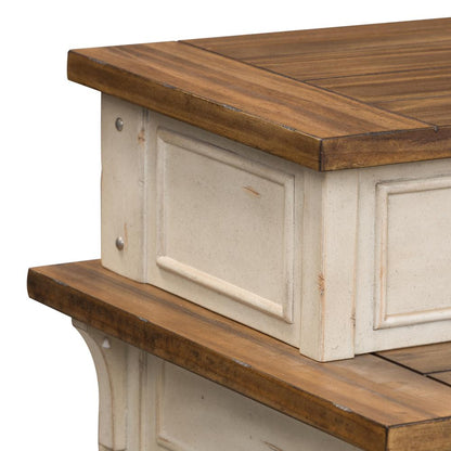 Morgan Creek Console Bar Table in Antique White w/ Wirebrushed Tobacco Accents