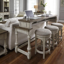 Morgan Creek Console Bar Table in Antique White w/ Wirebrushed Tobacco Accents