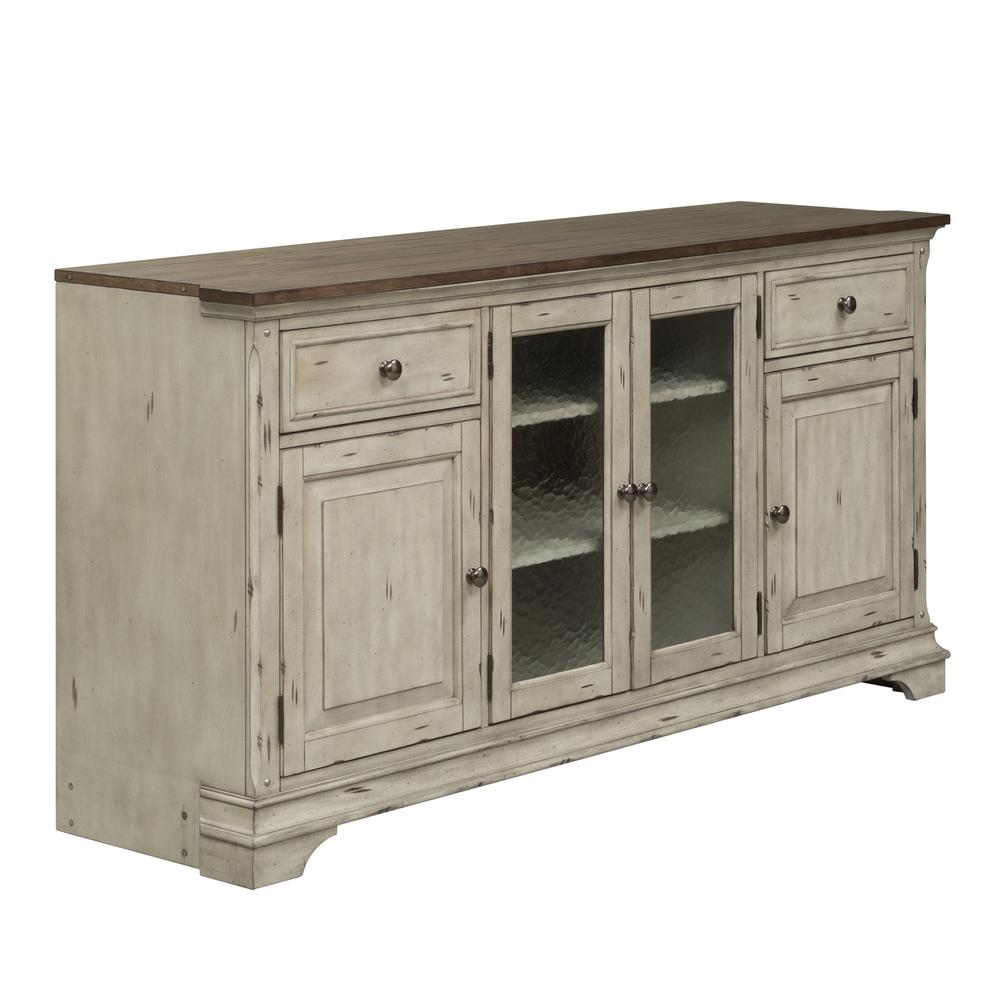 Entertainment TV Stand Antique White w/ Wirebrushed Tobacco Accents