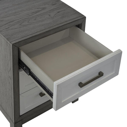 3 Drawer Chairside Table Contemporary White in Two-Tone Shell White