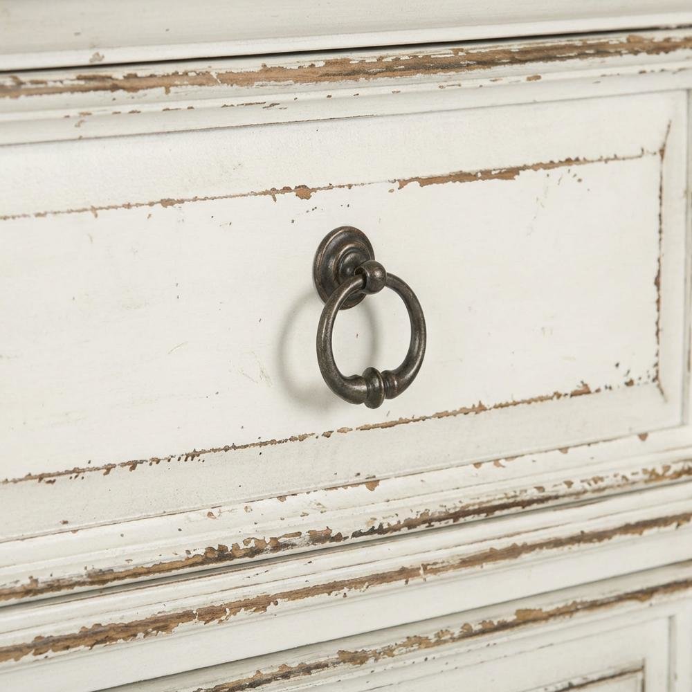 Antique White Nightstand with Charging Station and Storage