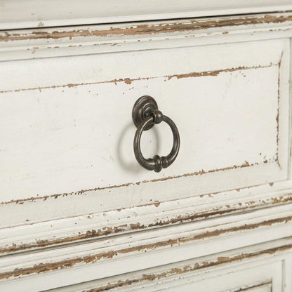 Antique White Nightstand with Charging Station and Storage