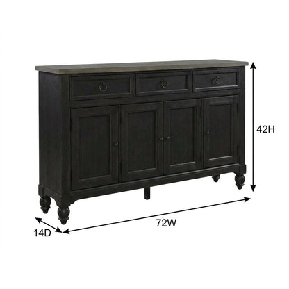 Farmhouse Hall Buffet Cabinet with Storage, Solid and Manufactured Wood, Brown