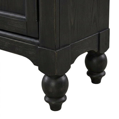 Farmhouse Hall Buffet Cabinet with Storage, Solid and Manufactured Wood, Brown