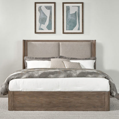 King Shelter Bed, Dresser & Mirror Contemporary Bedroom Set - Burnished Clay