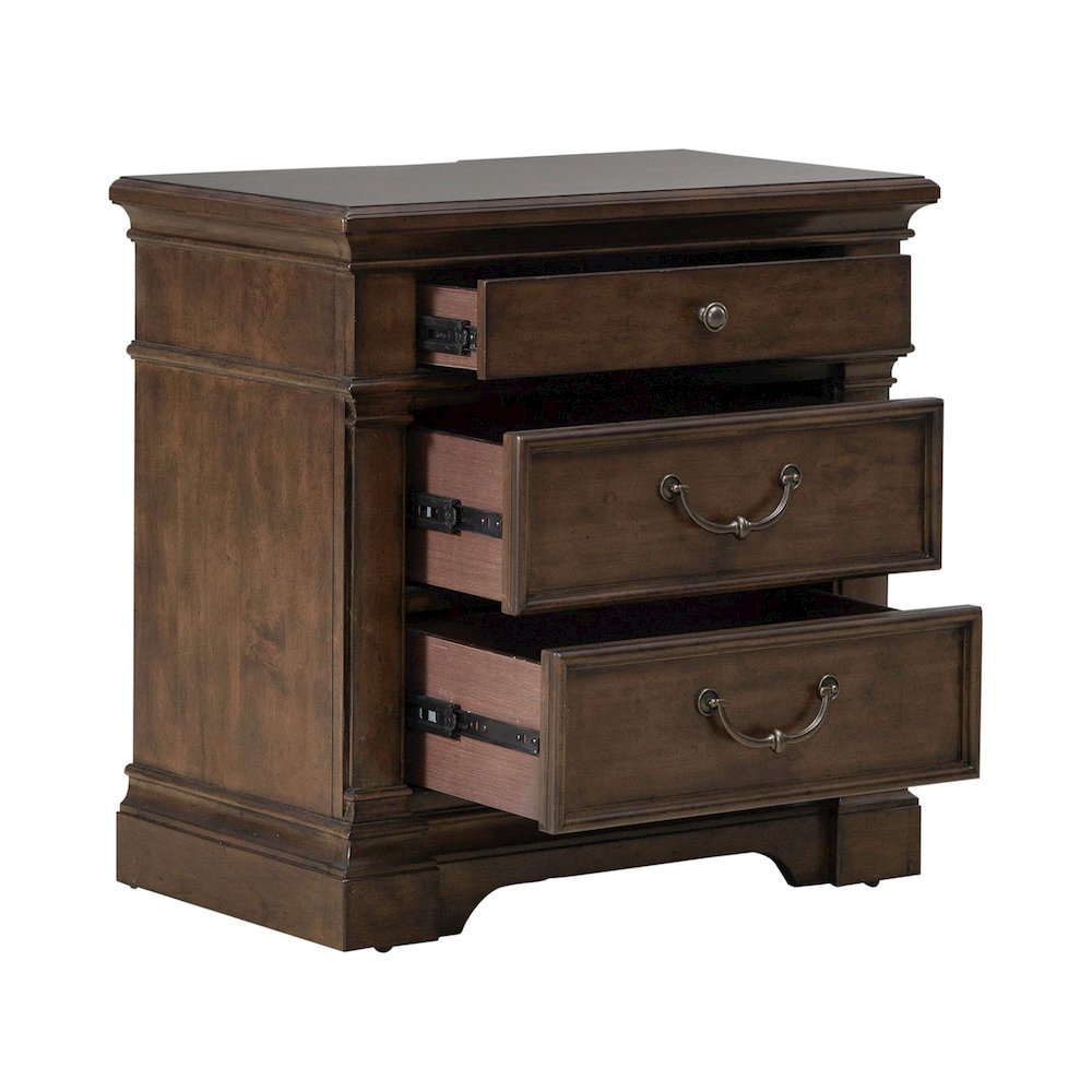 Arden Road Bedroom Nightstand w/ Charging Station AC USB-A USB-C - Satin Cherry