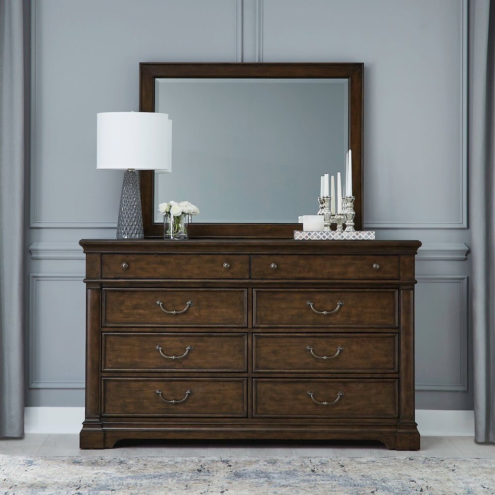 Arden Road Dresser & Mirror Bedroom Set - Satin Cherry