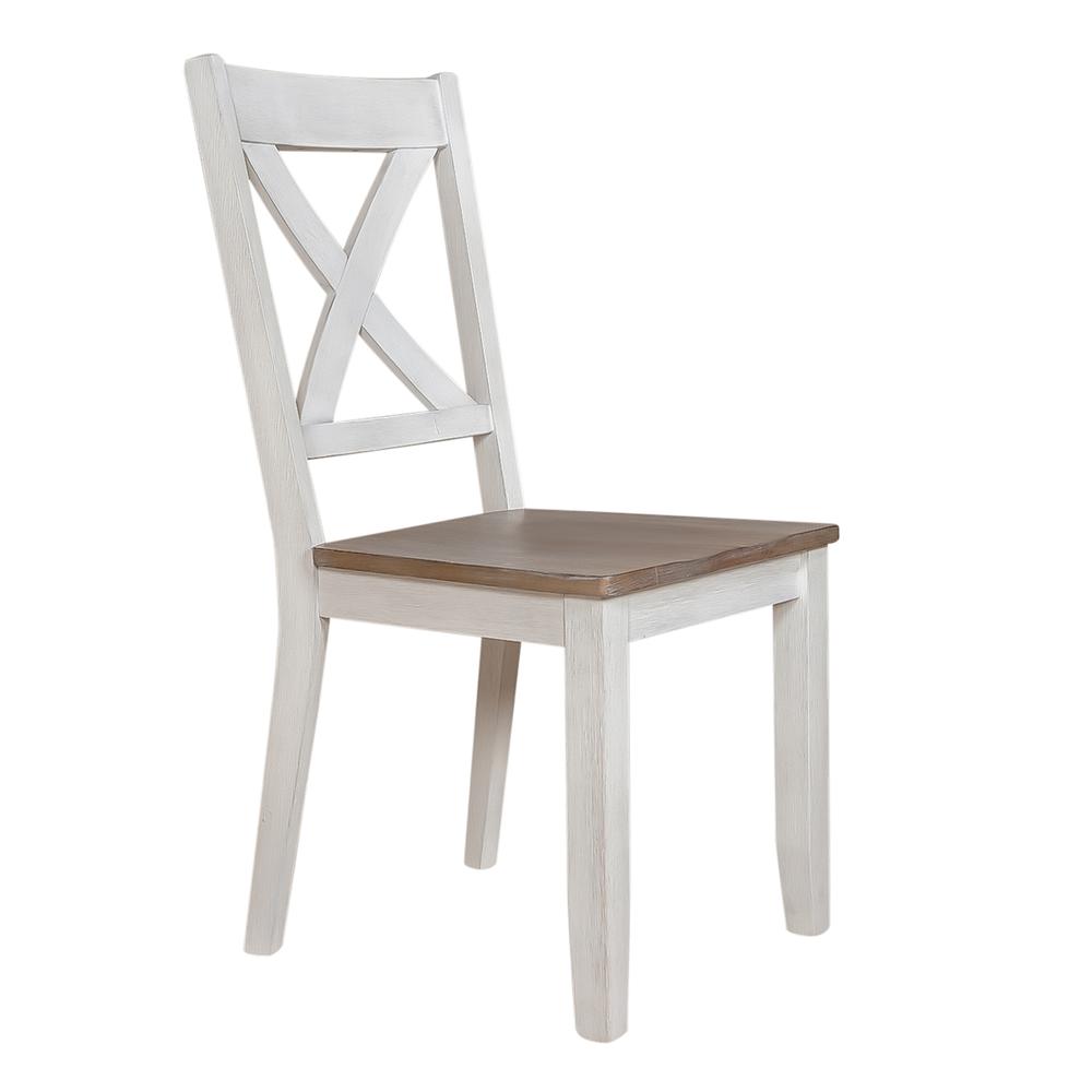 Lakeshore X Back Side Chair- White (RTA) in Wirebrushed White w/ Wood Tone Top