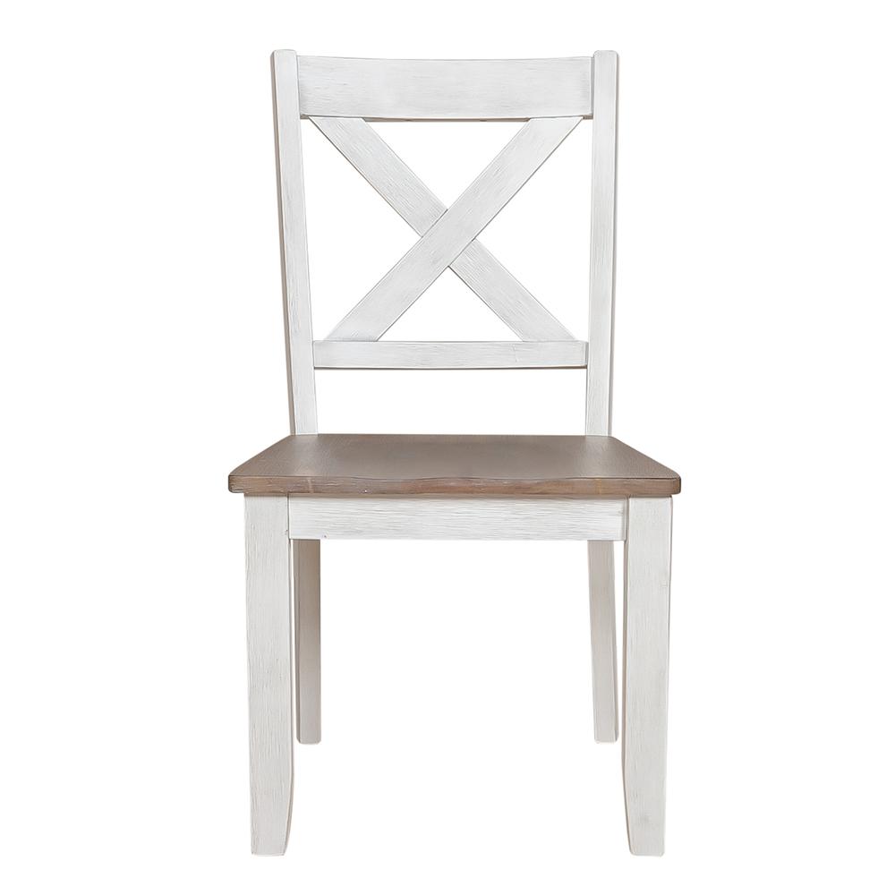 Lakeshore X Back Side Chair- White (RTA) in Wirebrushed White w/ Wood Tone Top