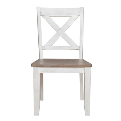 Lakeshore X Back Side Chair- White (RTA) in Wirebrushed White w/ Wood Tone Top