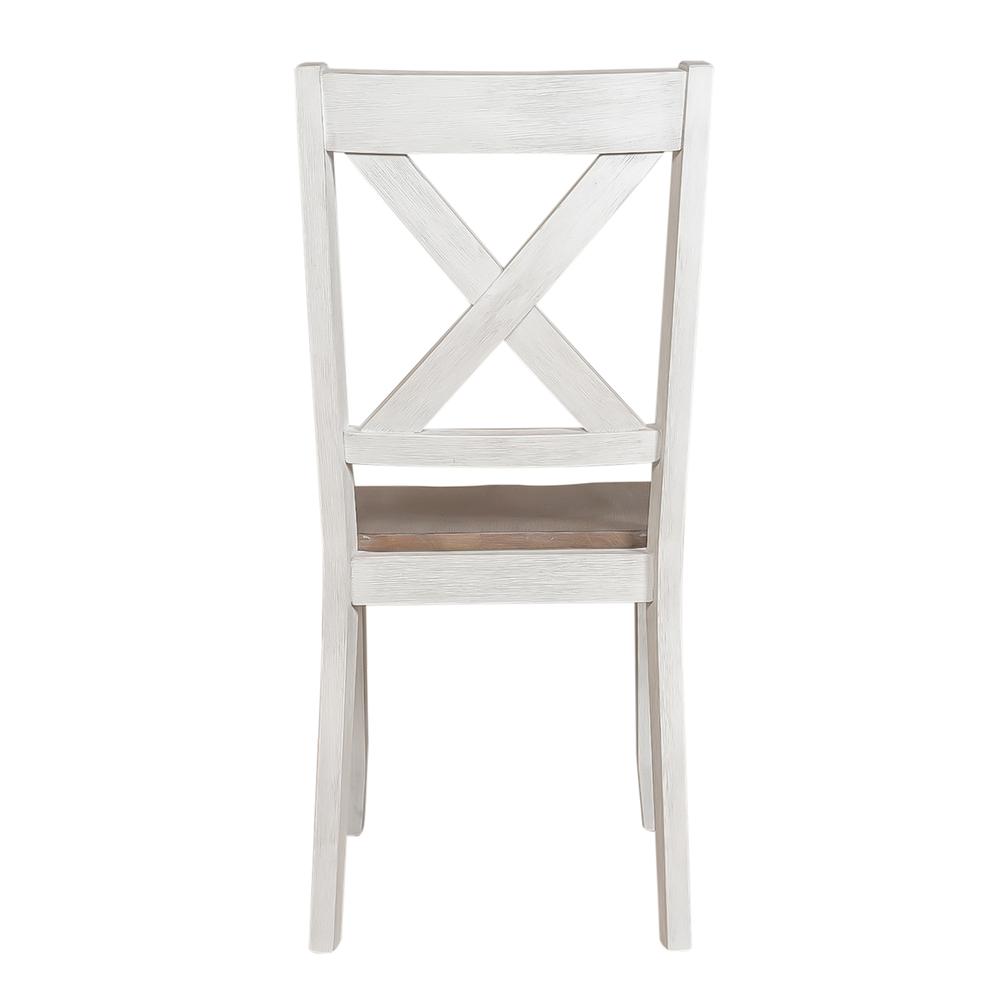 Lakeshore X Back Side Chair- White (RTA) in Wirebrushed White w/ Wood Tone Top