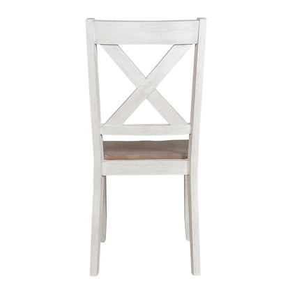 Lakeshore X Back Side Chair- White (RTA) in Wirebrushed White w/ Wood Tone Top