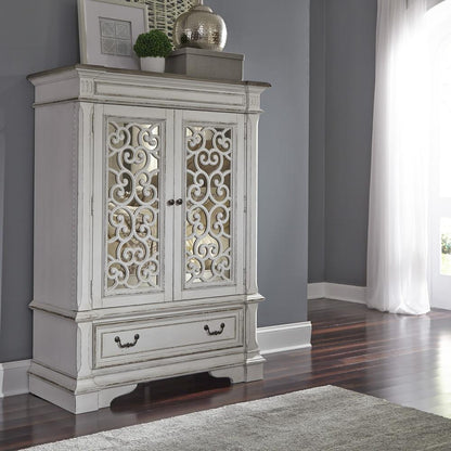 Abbey Park Mirrored Door Chest in Antique White