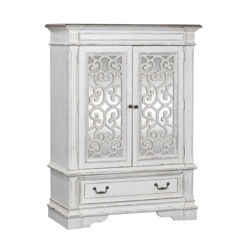 Abbey Park Mirrored Door Chest in Antique White