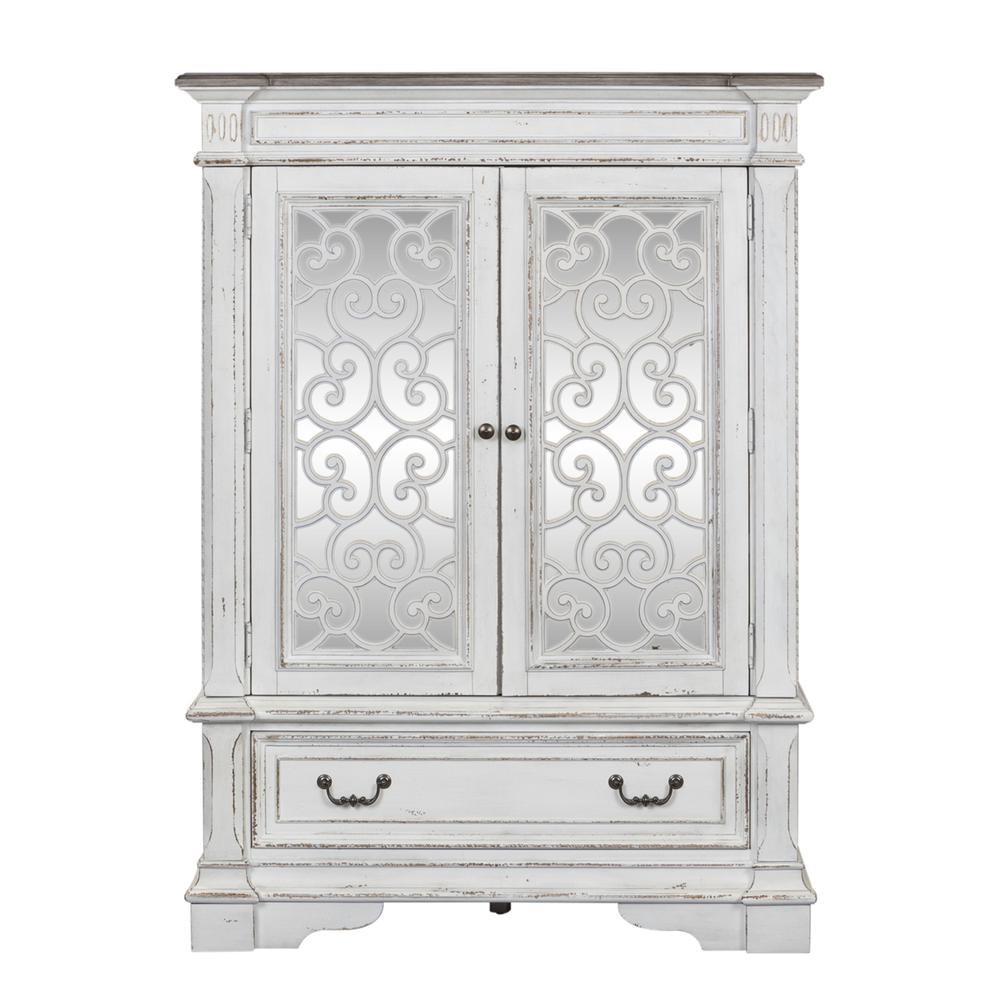 Abbey Park Mirrored Door Chest in Antique White
