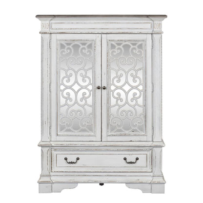 Abbey Park Mirrored Door Chest in Antique White