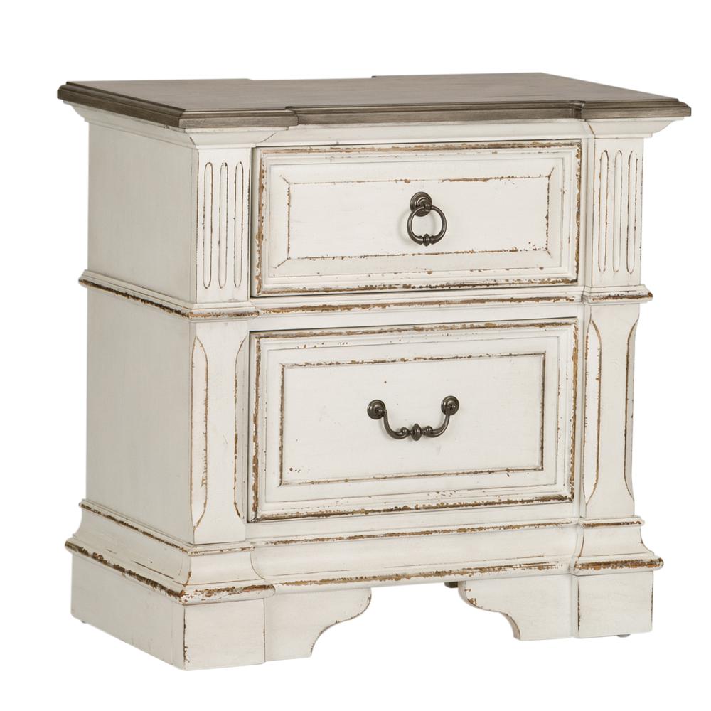 Abbey Park 2 Drawer Night Stand w/ Charging Station in Antique White