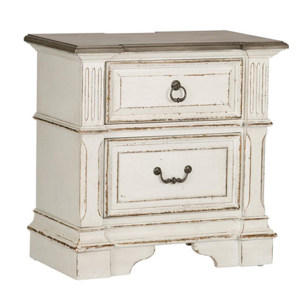 Abbey Park 2 Drawer Night Stand w/ Charging Station in Antique White
