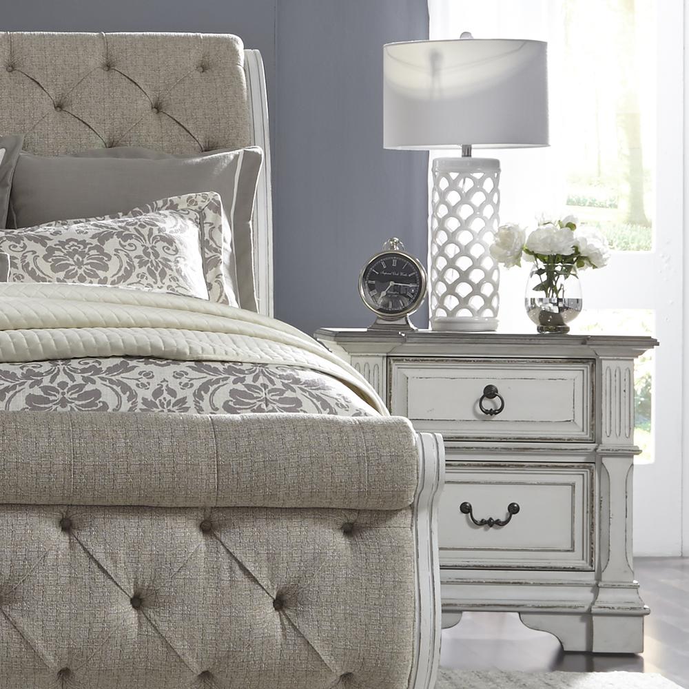 Abbey Park 2 Drawer Night Stand w/ Charging Station in Antique White