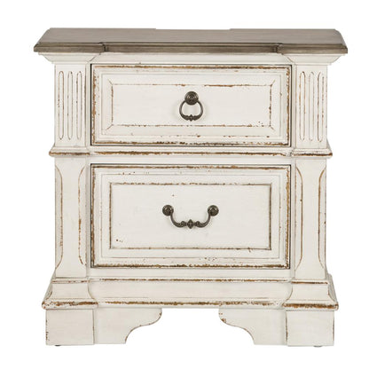Abbey Park 2 Drawer Night Stand w/ Charging Station in Antique White