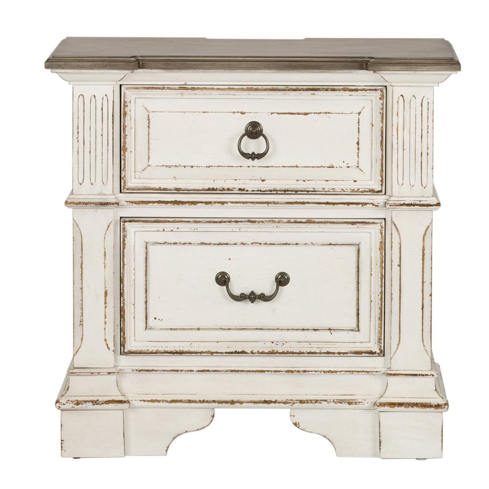 Abbey Park 2 Drawer Night Stand w/ Charging Station in Antique White