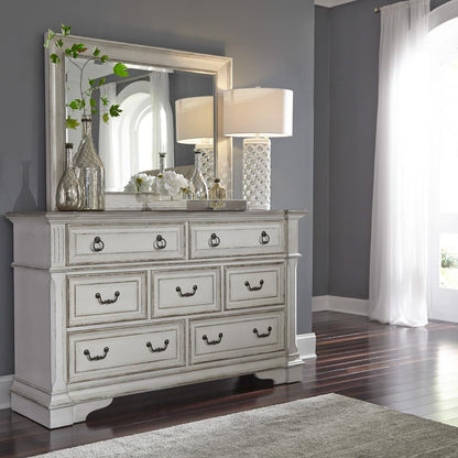 Abbey Park Dresser & Mirror in Antique White