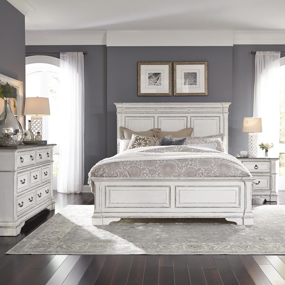 Abbey Park King Panel Bed in Antique White