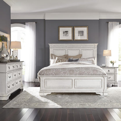 Abbey Park King Panel Bed in Antique White