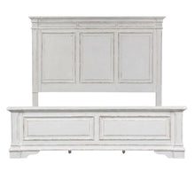 Rubberwood Solid Wood King Panel Bed with Headboard, White