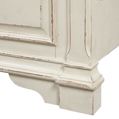 Rubberwood Solid Wood King Panel Bed with Headboard, White