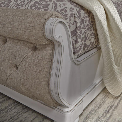 Abbey Park King Upholstered Sleigh Bed in Antique White