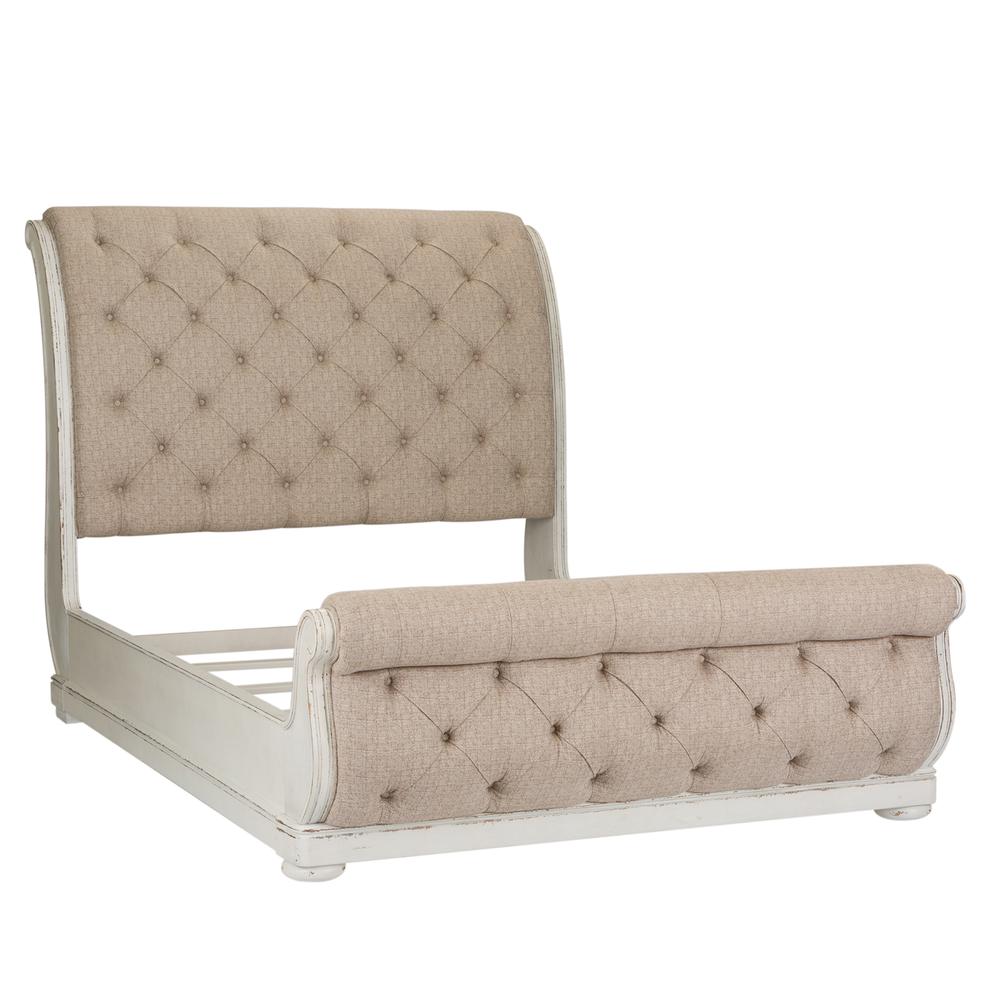 Abbey Park Queen Upholstered Sleigh Bed in Antique White