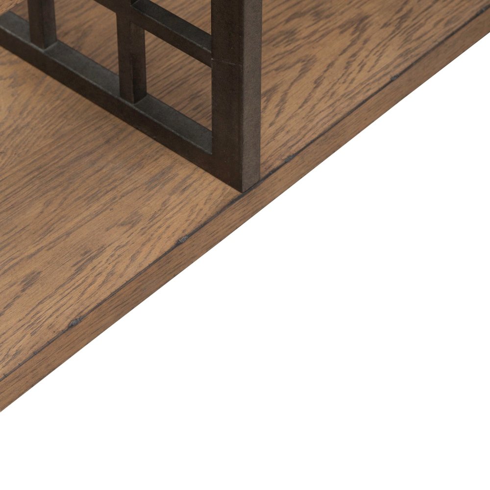 Bayhill Trellis Cocktail Table for Living Room - Honey w/ Black Metal Accents