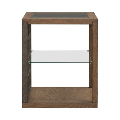 Bayhill Trellis End Table for Living Room - Honey w/ Black Metal Accents