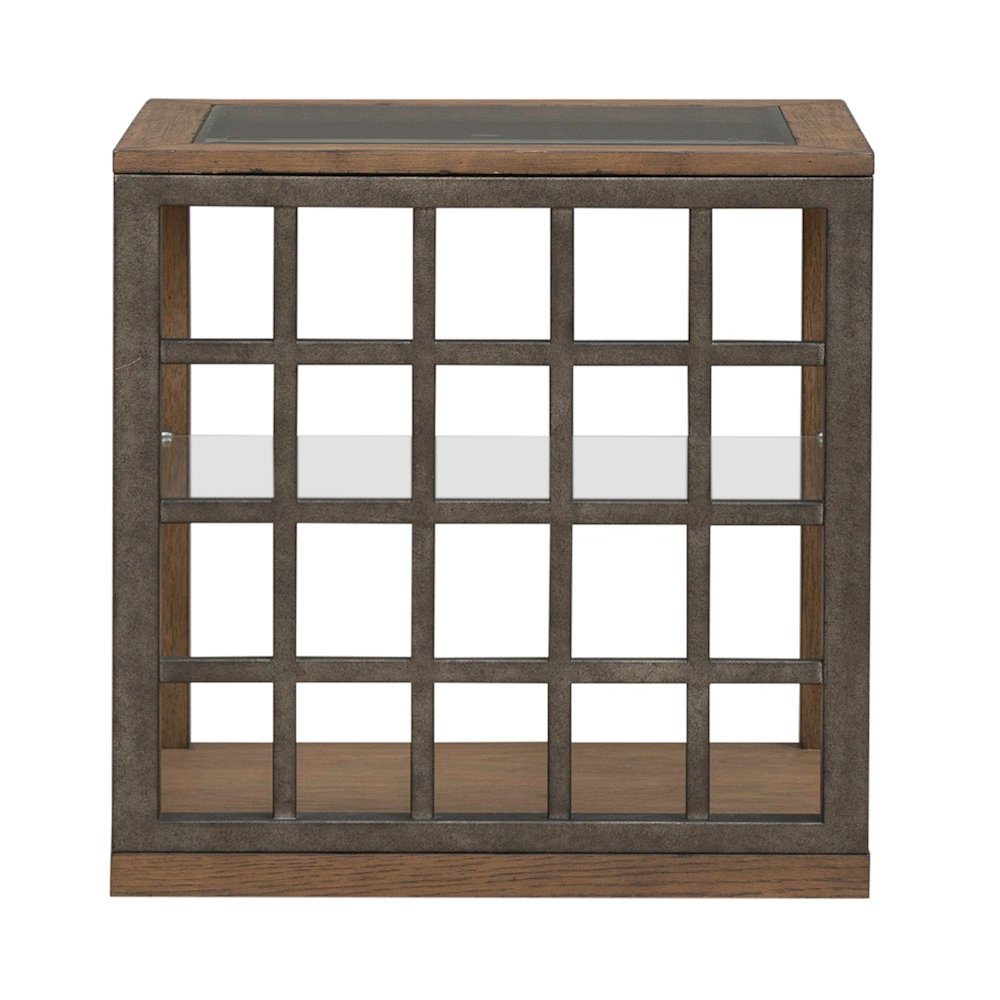 Bayhill Trellis End Table for Living Room - Honey w/ Black Metal Accents