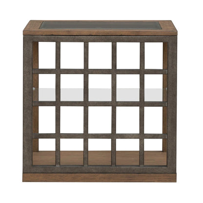 Bayhill Trellis End Table for Living Room - Honey w/ Black Metal Accents