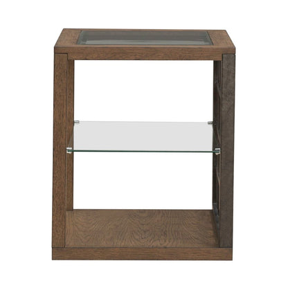 Bayhill Trellis End Table for Living Room - Honey w/ Black Metal Accents
