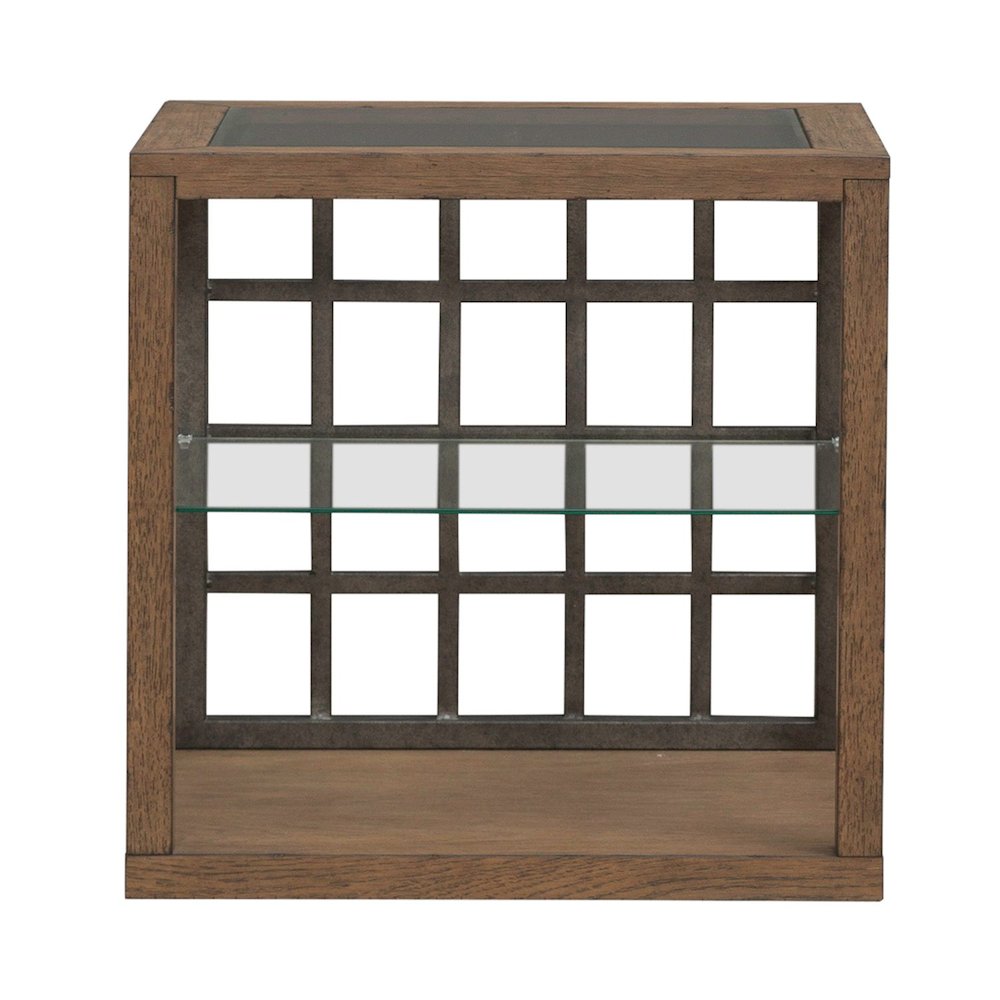 Bayhill Trellis End Table for Living Room - Honey w/ Black Metal Accents