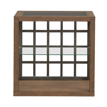 Bayhill Trellis End Table for Living Room - Honey w/ Black Metal Accents