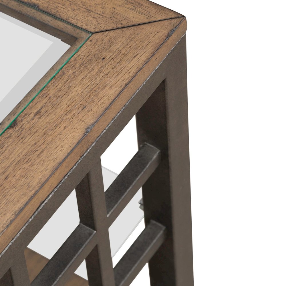 Bayhill Trellis End Table for Living Room - Honey w/ Black Metal Accents