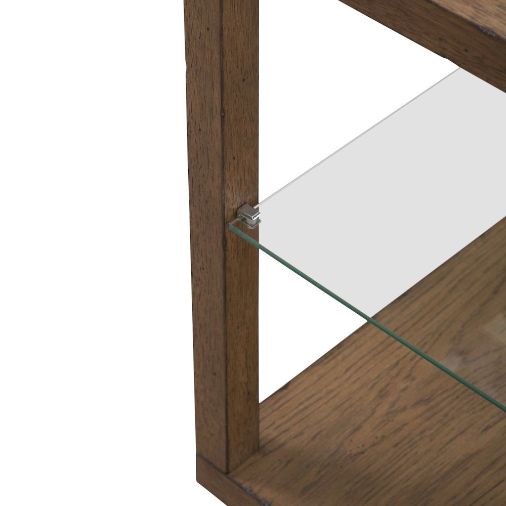 Bayhill Trellis End Table for Living Room - Honey w/ Black Metal Accents