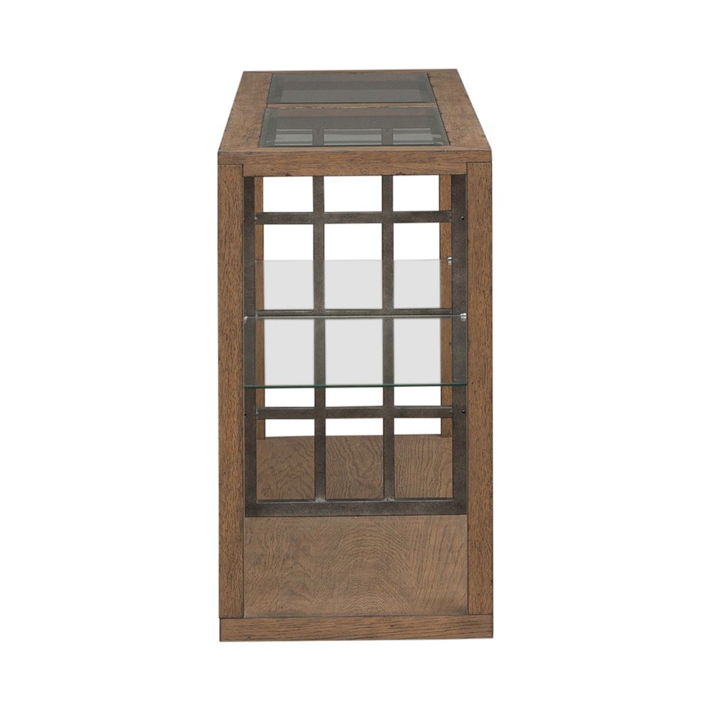 Bayhill Trellis Sofa Table for Living Room - Honey w/ Black Metal Accents
