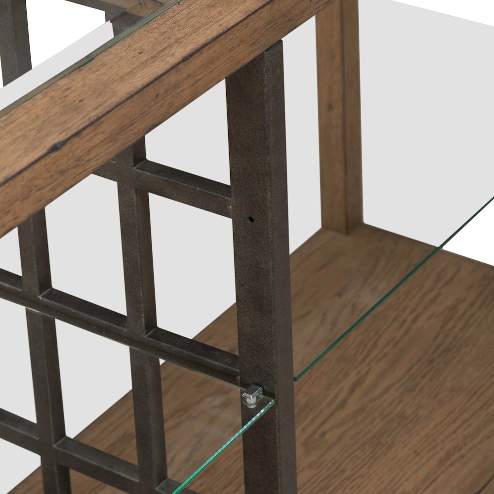 Bayhill Trellis Sofa Table for Living Room - Honey w/ Black Metal Accents