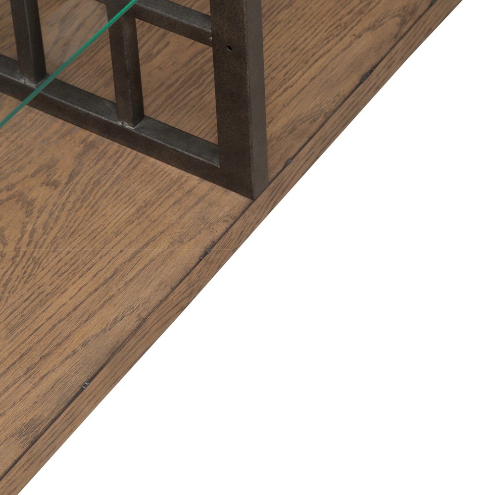 Bayhill Trellis Sofa Table for Living Room - Honey w/ Black Metal Accents